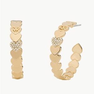 Michael Kors Stacked Heart Gold Plated Earrings NWT